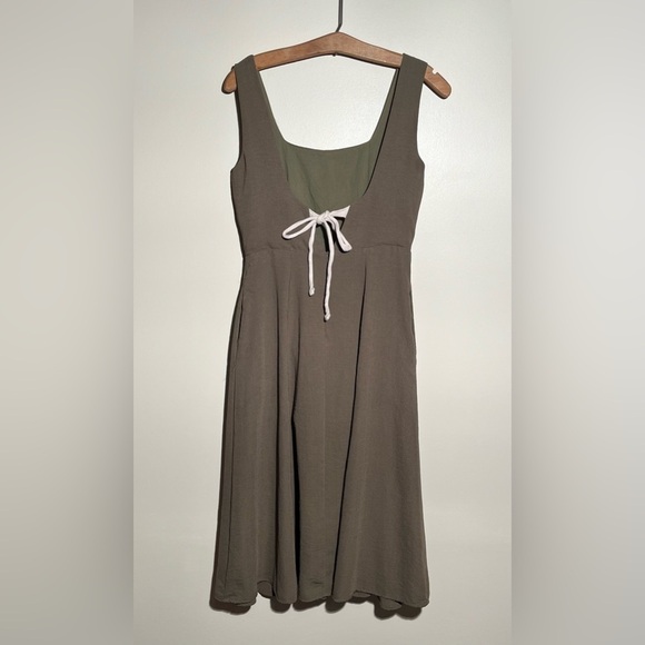 Essue Olive Green Tie Back Dress - Picture 3 of 11